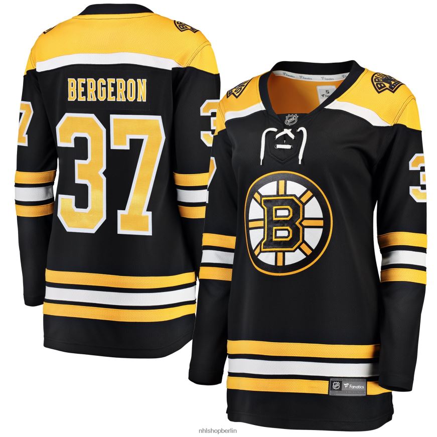 Frauen NHL Boston Bruins Patrice Bergeron Fanatics-gebrandetes schwarzes Heim-Ausreißer-Spielertrikot Kleidung BF680T1187