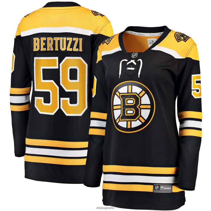 Frauen NHL Boston Bruins Tyler Bertuzzi Fanatics-gebrandetes schwarzes Breakaway-Heimtrikot Kleidung BF680T1008