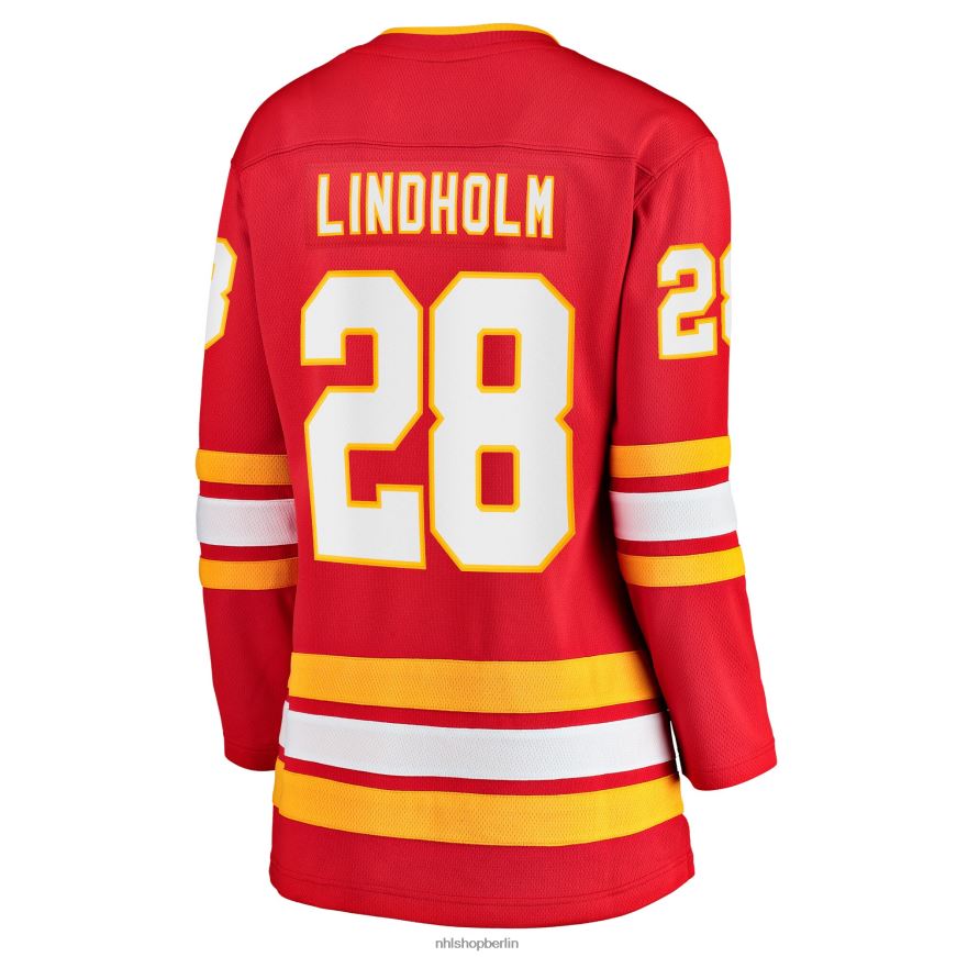 Frauen NHL Calgary Flames Elias Lindholm Fanatics-gebrandetes rotes Heimmannschafts-Abtrünnigen-Spielertrikot Kleidung BF680T1631