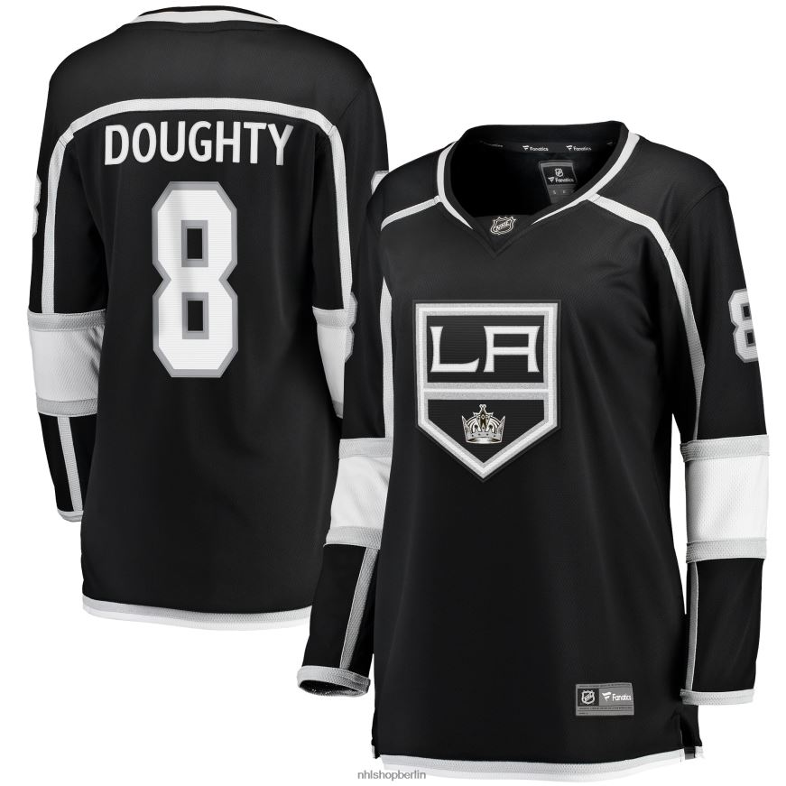 Frauen NHL Die Los Angeles Kings haben das schwarze Heimtrikot der Premier Breakaway-Spieler 2020/21 mit der Marke „Doughty Fanatics“ gezeichnet Kleidung BF680T1245