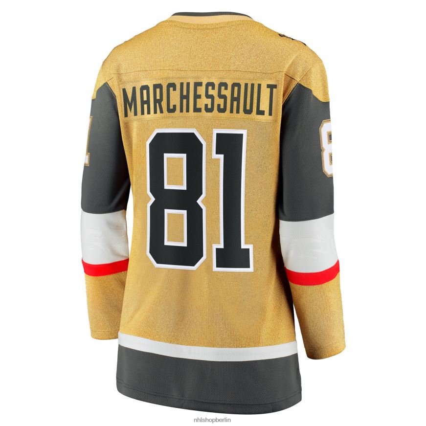 Frauen NHL Goldenes Heim-Breakaway-Trikot der Vegas Golden Knights mit Jonathan Marchessault Fanatics-Logo Kleidung BF680T1591