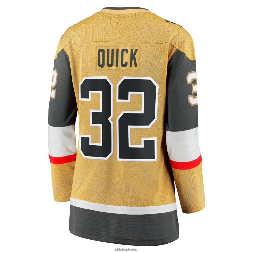 Frauen NHL Goldenes Home-Breakaway-Trikot der Vegas Golden Knights mit Jonathan Quick Fanatics-Logo Kleidung BF680T644