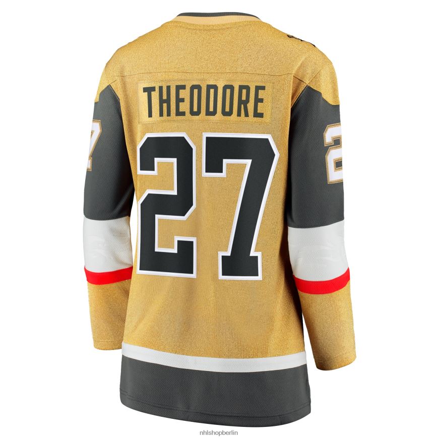 Frauen NHL Goldenes Home-Breakaway-Trikot der Vegas Golden Knights mit Shea Theodore Fanatics-Logo Kleidung BF680T1586