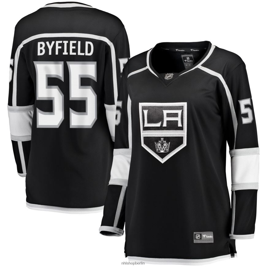 Frauen NHL Los Angeles Kings Quinton Byfield Fanatics-gebrandetes schwarzes Heim-Ausreißer-Spielertrikot Kleidung BF680T1826