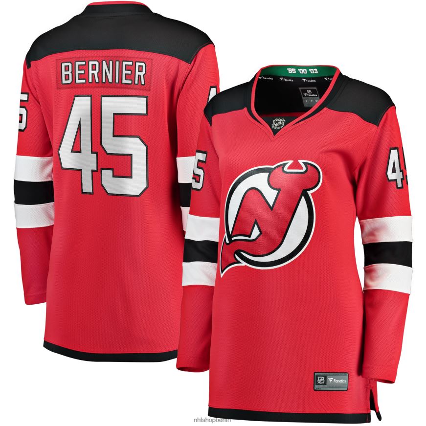 Frauen NHL New Jersey Devils Jonathan Bernier Fanatics-gebrandetes rotes Breakaway-Spielertrikot Kleidung BF680T2215
