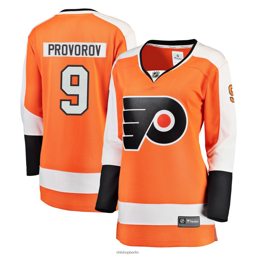 Frauen NHL Orangefarbenes Breakaway-Spielertrikot der Philadelphia Flyers mit Fanatiker-Logo von Ivan Provorov Kleidung BF680T1050