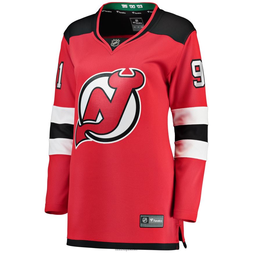 Frauen NHL Rotes Breakaway-Heimtrikot der New Jersey Devils mit Dawson Mercer Fanatics-Logo Kleidung BF680T925