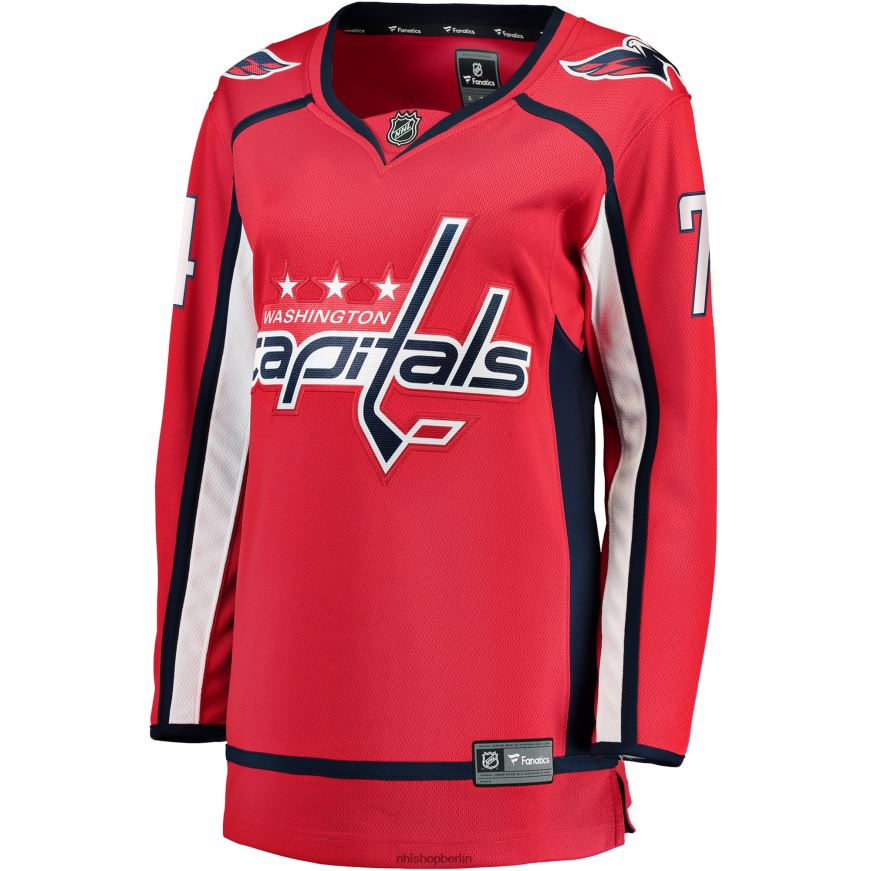 Frauen NHL Rotes Breakaway-Spielertrikot der Washington Capitals mit Fanatiker-Logo von John Carlson Kleidung BF680T1941