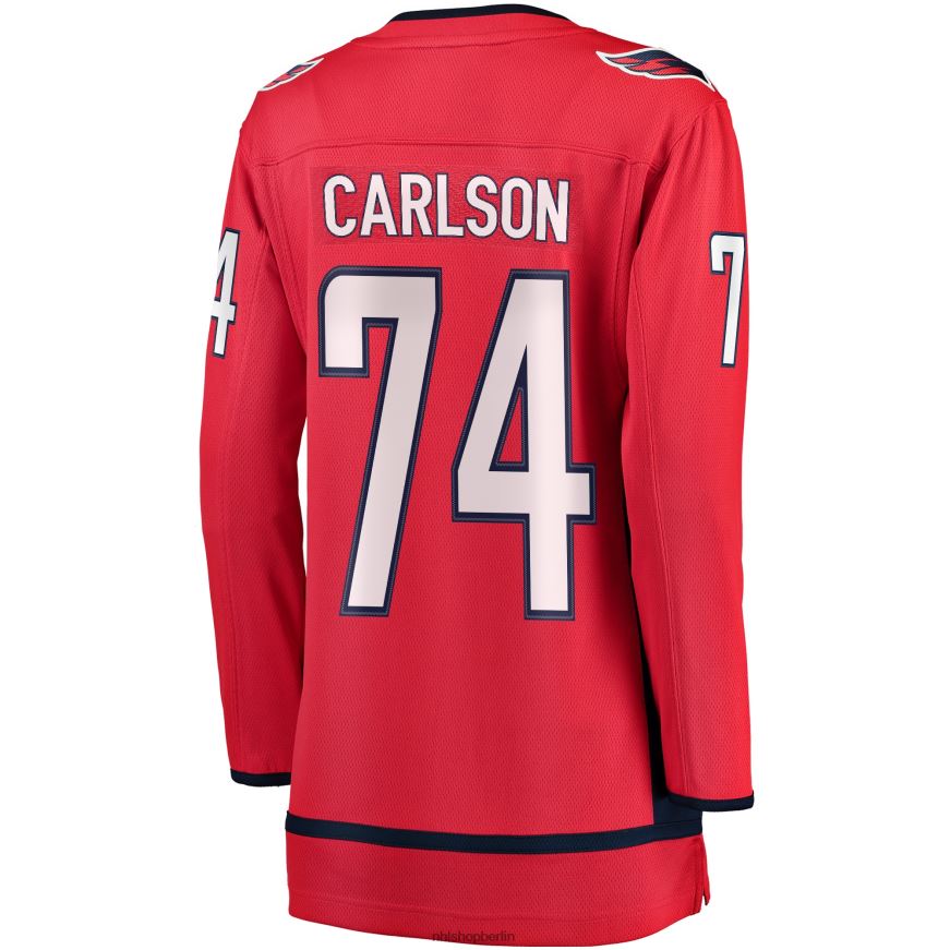 Frauen NHL Rotes Breakaway-Spielertrikot der Washington Capitals mit Fanatiker-Logo von John Carlson Kleidung BF680T1941