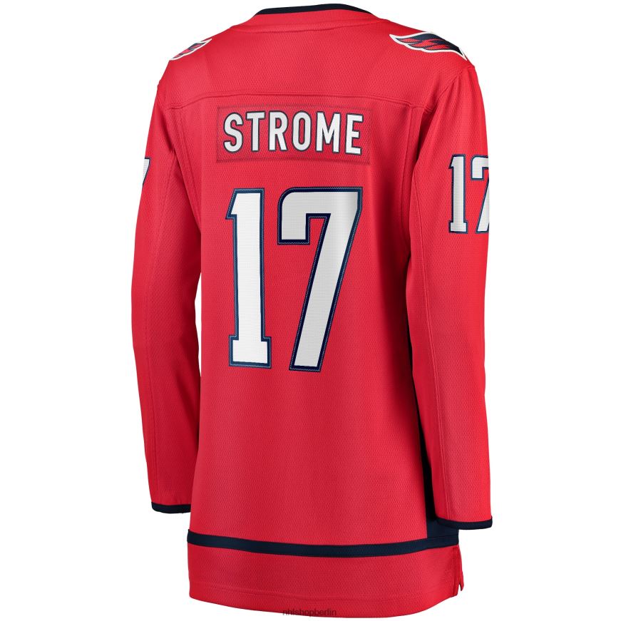 Frauen NHL Rotes Heim-Ausreißertrikot der Washington Capitals mit Dylan-Strome-Fanatiker-Logo Kleidung BF680T1549