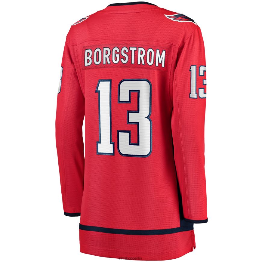 Frauen NHL Rotes Heim-Ausreißertrikot der Washington Capitals mit Fanatiker-Logo von Henrik Borgstrom Kleidung BF680T2295