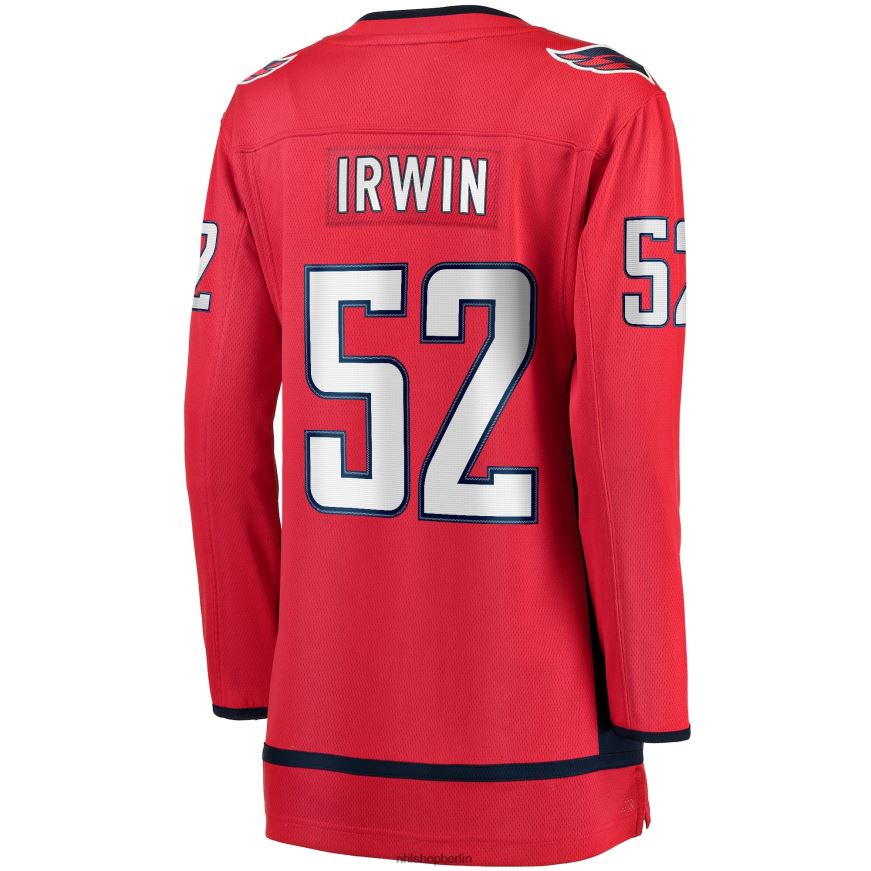 Frauen NHL Rotes Heim-Ausreißertrikot der Washington Capitals mit Matt Irwin Fanatics-Logo Kleidung BF680T1647