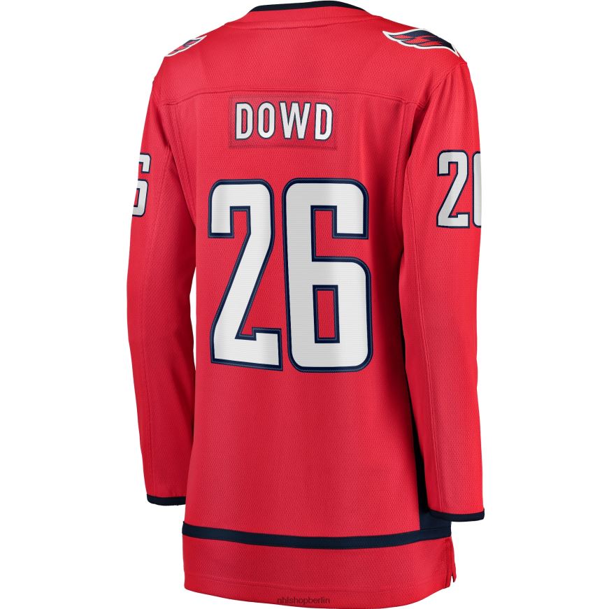 Frauen NHL Rotes Heim-Ausreißertrikot der Washington Capitals mit Nic-Dowd-Fanatiker-Logo Kleidung BF680T2200