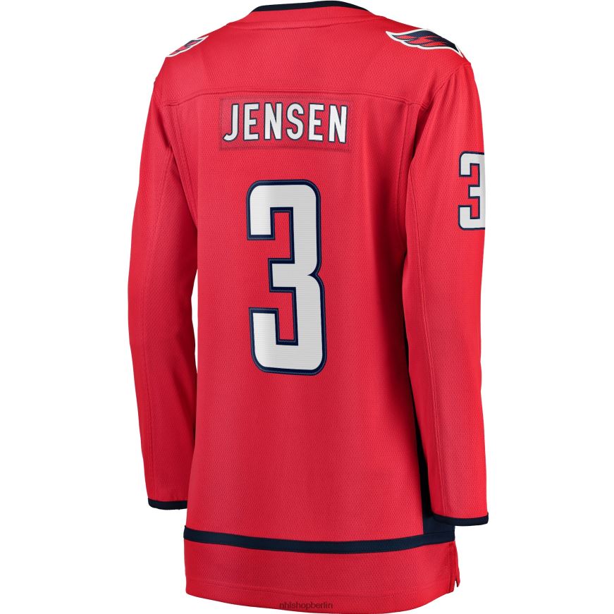 Frauen NHL Rotes Heim-Ausreißertrikot der Washington Capitals mit Nick Jensen Fanatics-Logo Kleidung BF680T1894