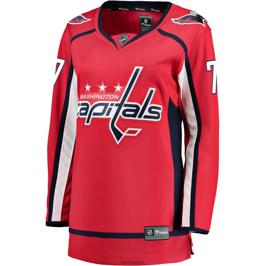 Frauen NHL Rotes Heim-Ausreißertrikot der Washington Capitals mit TJ-Oshie-Fanatiker-Logo Kleidung BF680T442