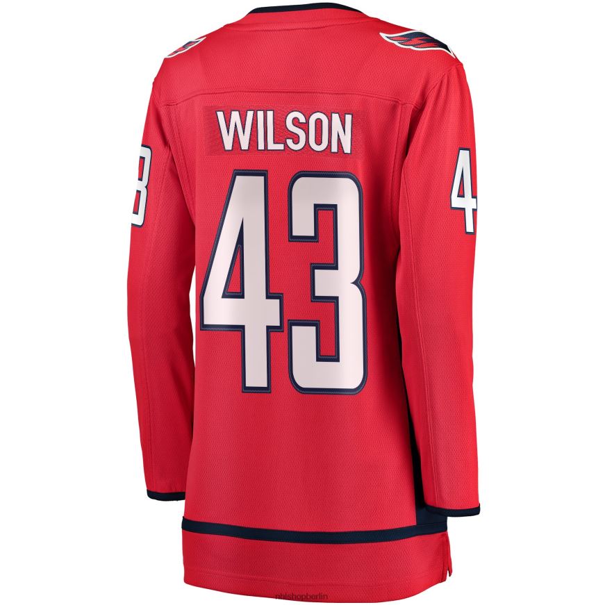 Frauen NHL Rotes Home-Premier-Breakaway-Spieler-Trikot der Washington Capitals mit Fanatics-Logo von Tom Wilson Kleidung BF680T356