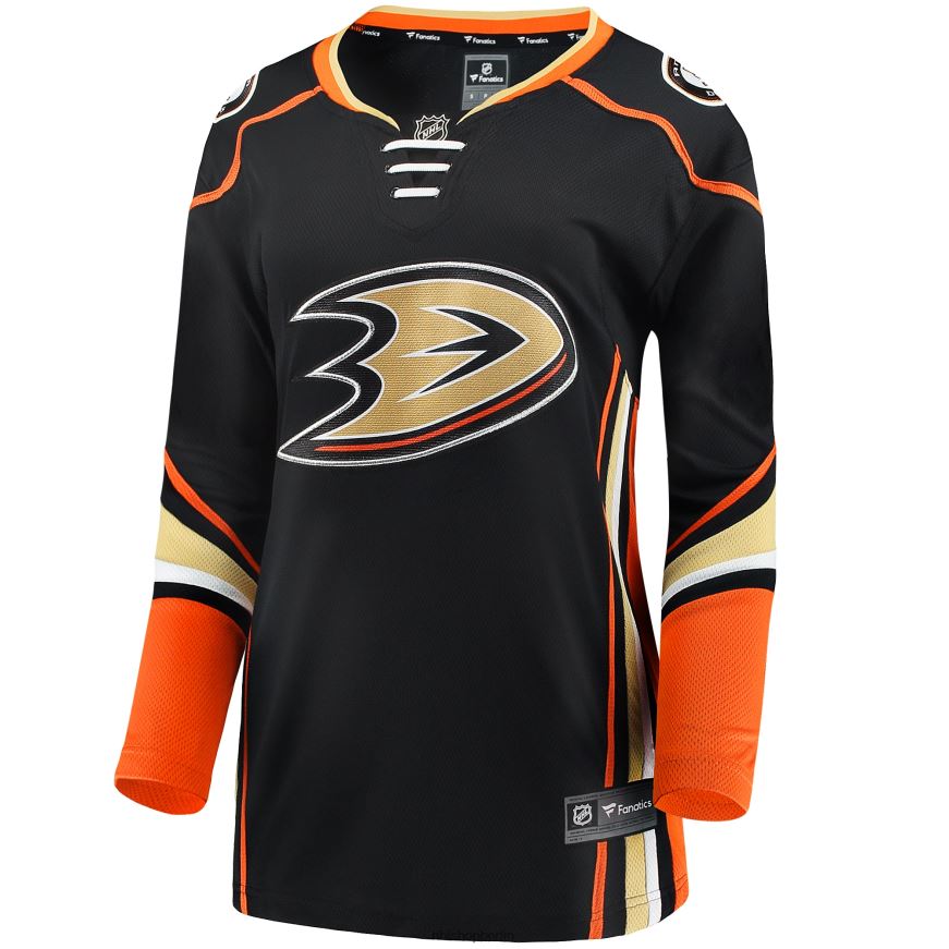 Frauen NHL Schwarzes Breakaway-Heimtrikot der Anaheim Ducks mit Fanatics-Logo Kleidung BF680T1888