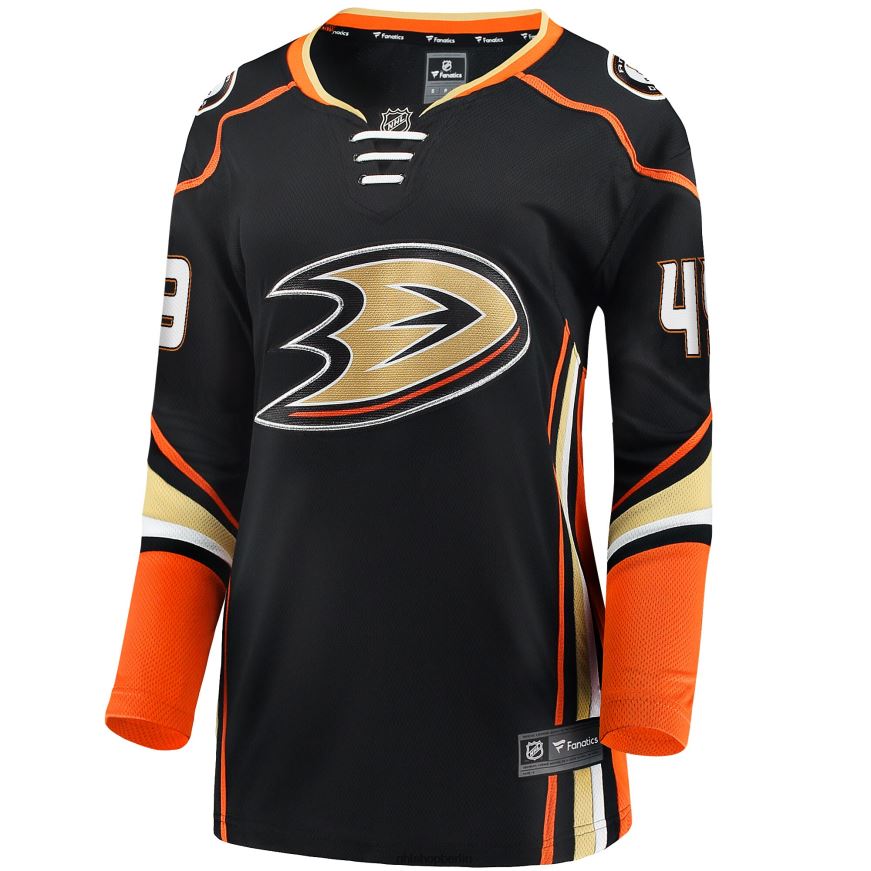 Frauen NHL Schwarzes Heim-Ausreißertrikot der Anaheim Ducks mit Fanatics-Logo der Max Jones Kleidung BF680T1921