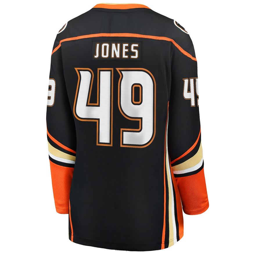 Frauen NHL Schwarzes Heim-Ausreißertrikot der Anaheim Ducks mit Fanatics-Logo der Max Jones Kleidung BF680T1921