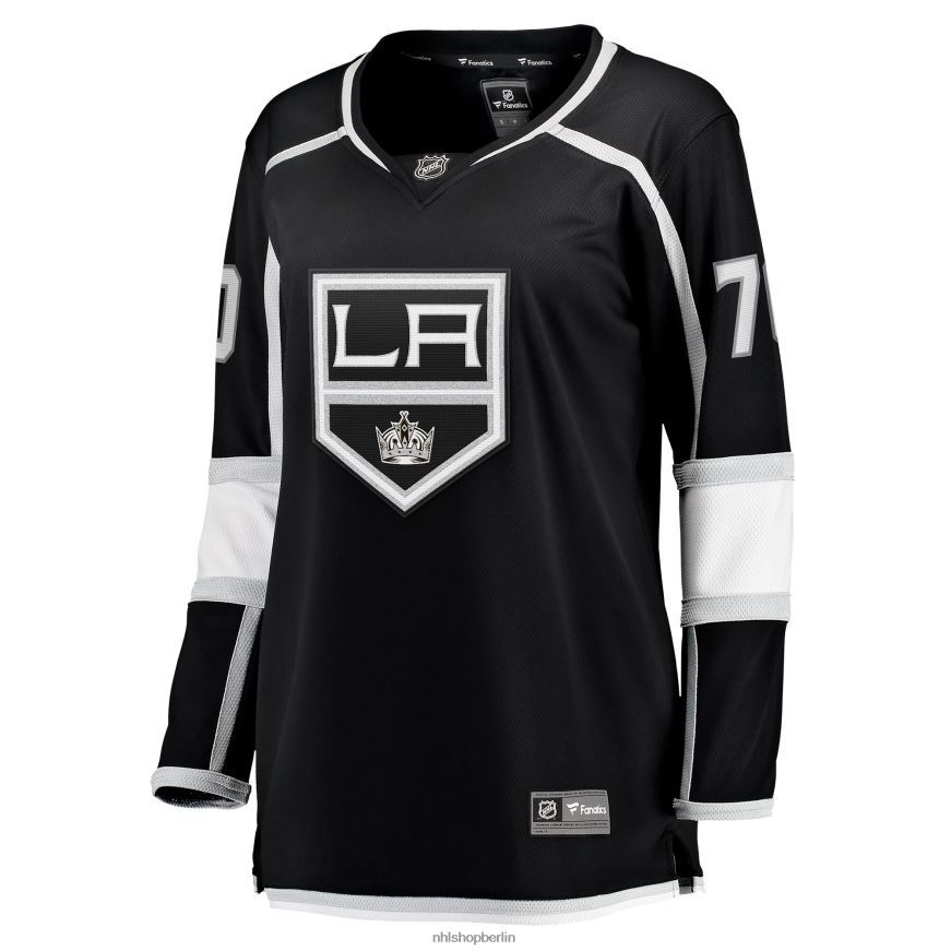 Frauen NHL Schwarzes Heim-Ausreißertrikot der Los Angeles Kings mit Joonas Korpisalo Fanatics-Logo Kleidung BF680T2036