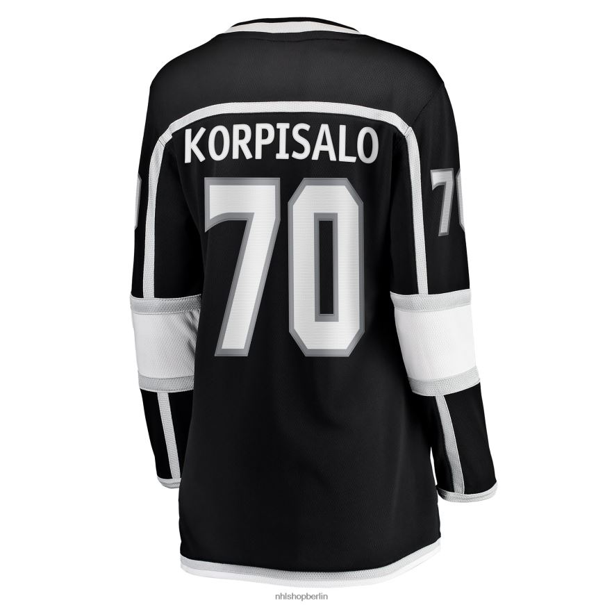 Frauen NHL Schwarzes Heim-Ausreißertrikot der Los Angeles Kings mit Joonas Korpisalo Fanatics-Logo Kleidung BF680T2036