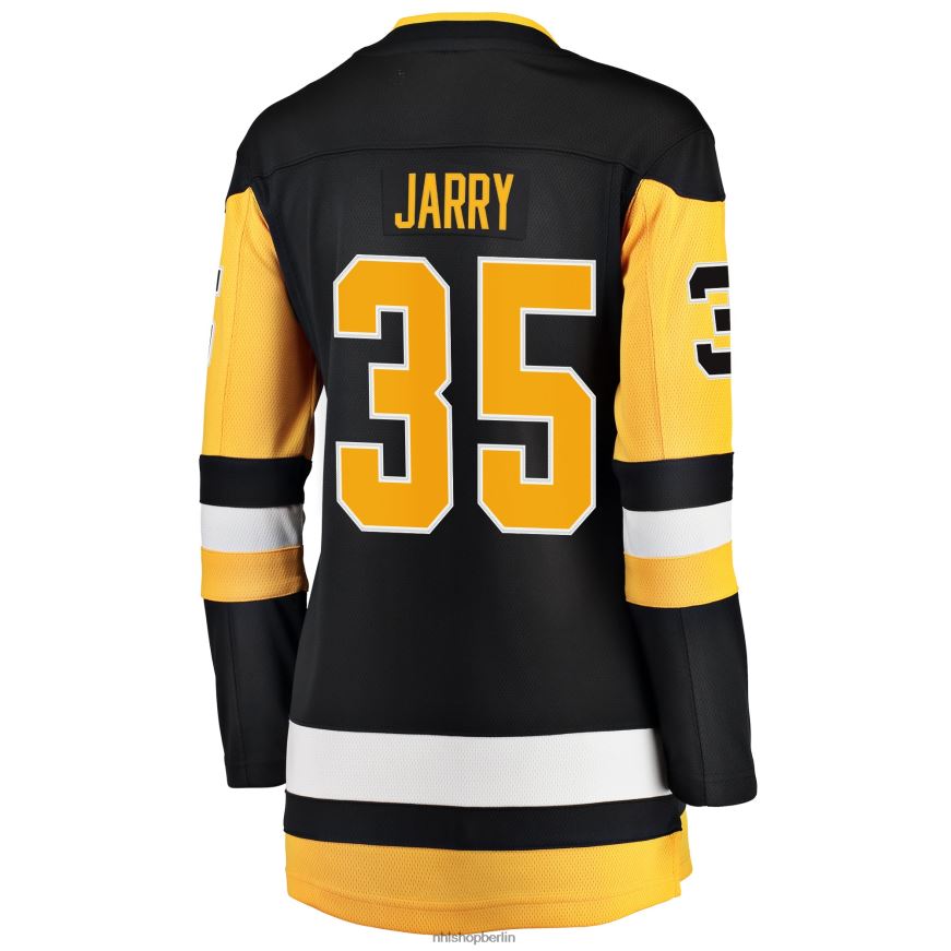 Frauen NHL Schwarzes Premier-Breakaway-Spielertrikot der Pittsburgh Penguins mit Tristan Jarry Fanatics-Logo Kleidung BF680T1415
