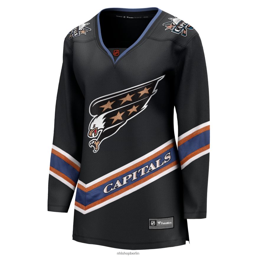 Frauen NHL Schwarzes Special Edition 20 Breakaway Blanko-Trikot der Washington Capitals mit Fanatics-Logo Kleidung BF680T803