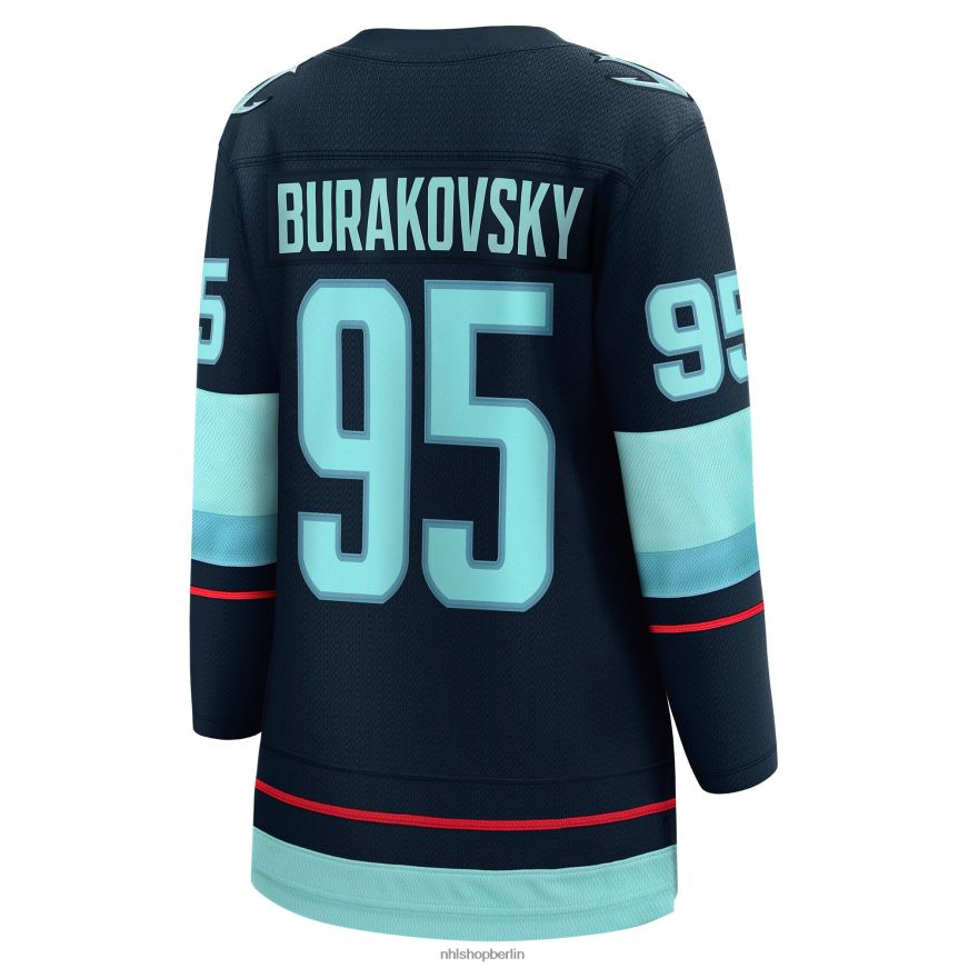 Frauen NHL Seattle Kraken Andre Burakovsky Fanatics Branded Marineblaues Breakaway-Heimtrikot für Spieler Kleidung BF680T1261