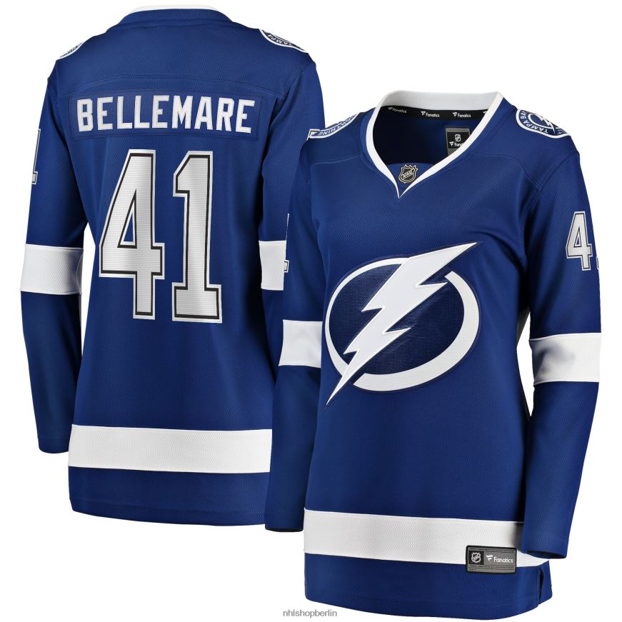 Frauen NHL Tampa Bay Lightning Pierre-Edouard Bellemare Fanatics-Heimtrikot mit Fanatics-Logo in Blau Kleidung BF680T1906