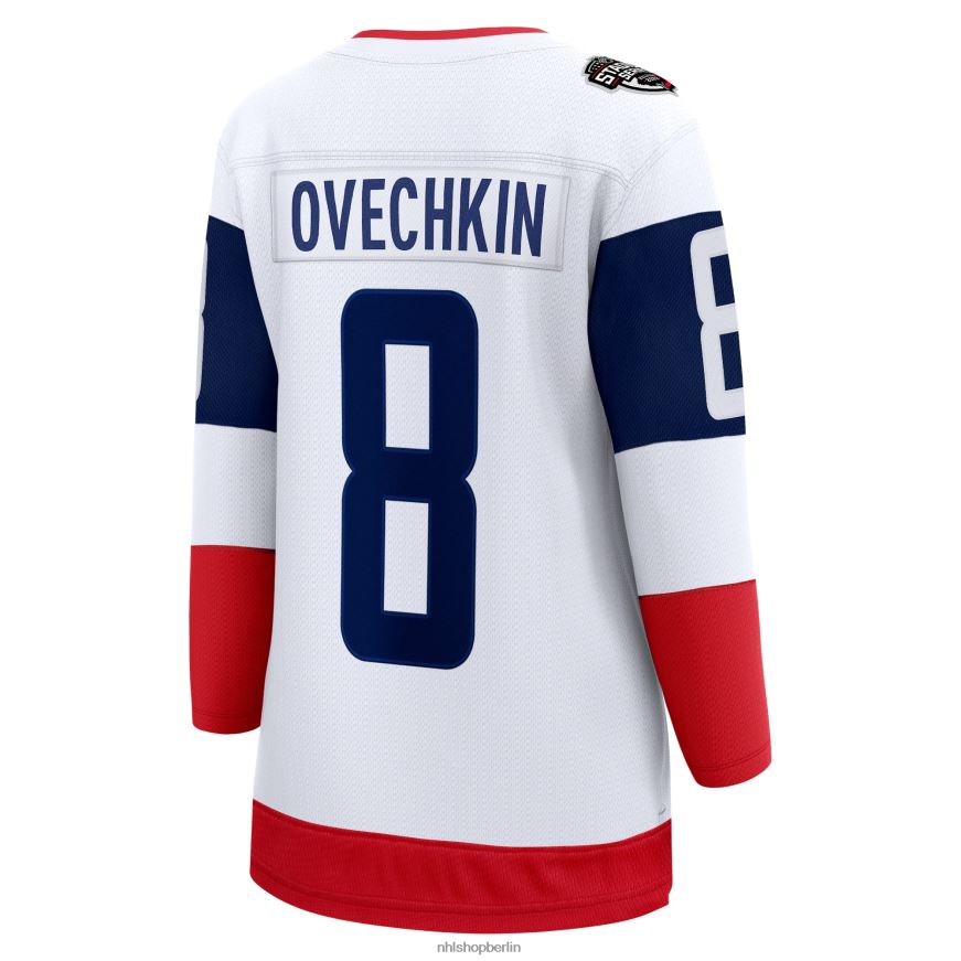 Frauen NHL Washington Capitals Alexander Ovechkin Fanatics gebrandetes weißes Breakaway-Spielertrikot der Stadium Series 2023 Kleidung BF680T915