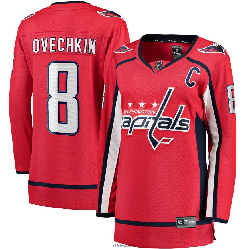 Frauen NHL Washington Capitals Alexander Ovechkin-Fanatiker-Heimtrikot mit rotem Captain-Patch Kleidung BF680T936