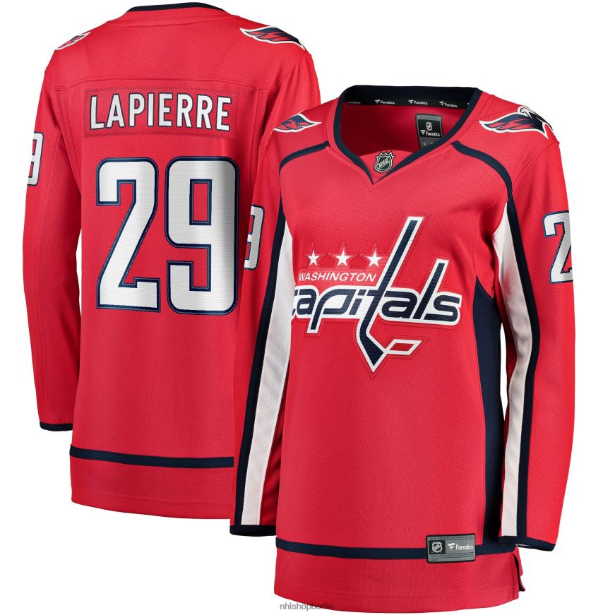 Frauen NHL Washington Capitals Hendrix Lapierre Fanatics-gebrandetes rotes Heim-Ausreißer-Spielertrikot Kleidung BF680T1765