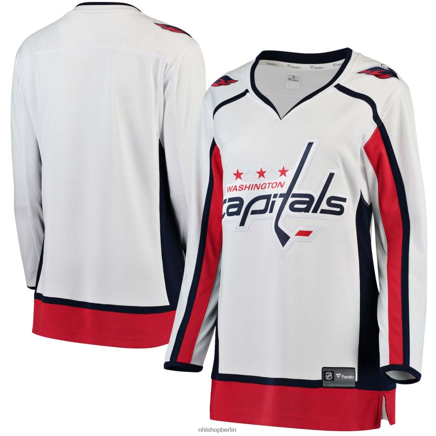 Frauen NHL Weißes Breakaway-Auswärtstrikot mit Fanatiker-Logo der Washington Capitals Kleidung BF680T1742