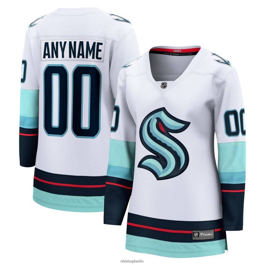 Frauen NHL Weißes individuelles Auswärtstrikot der Marke „Seattle Kraken Fanatics“ Kleidung BF680T620