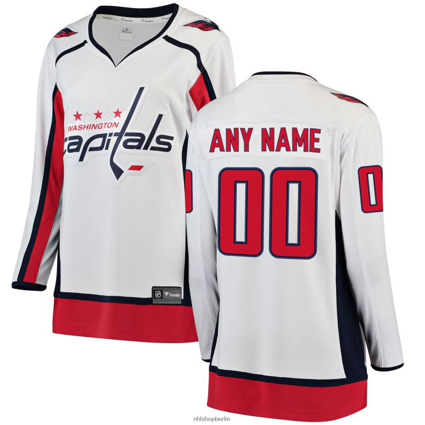 Frauen NHL Weißes individuelles Auswärtstrikot mit Fanatiker-Logo der Washington Capitals Kleidung BF680T1639