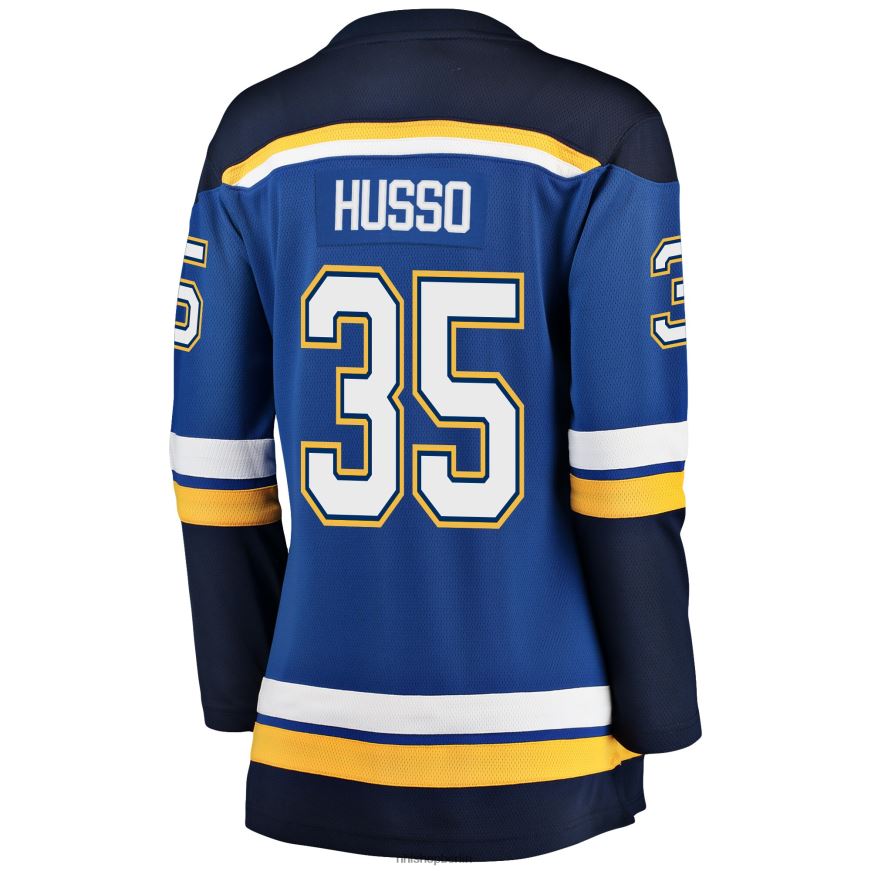 Frauen NHL st Blaues Breakaway-Spielertrikot mit Louis Blues Ville-Husso-Fanatiker-Logo Kleidung BF680T2352