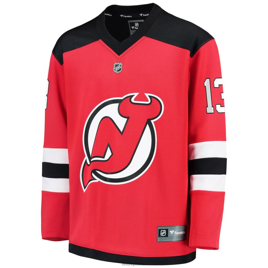 Jugend NHL Rotes Replica-Spielertrikot der New Jersey Devils mit Fanatics-Logo von Nico Hischier Kleidung BF680T203