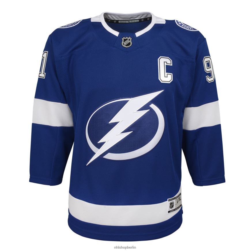 Jugend NHL Tampa Bay Lightning Steven Stamkos blaues Home-Captain-Premier-Spieler-Trikot Kleidung BF680T527