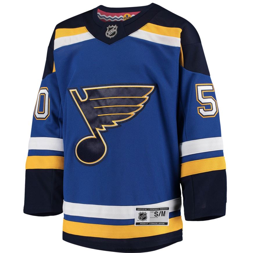 Jugend NHL st Louis Blues Jordan Binnington Blue Heim-Premier-Spieler-Trikot Kleidung BF680T1420