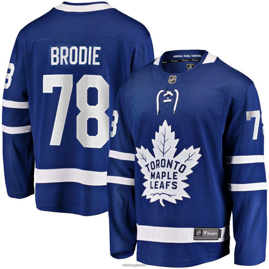 Männer NHL Blaues Home-Breakaway-Spielertrikot der Toronto Maple Leafs mit TJ-Brodie-Fanatiker-Logo Kleidung BF680T1822