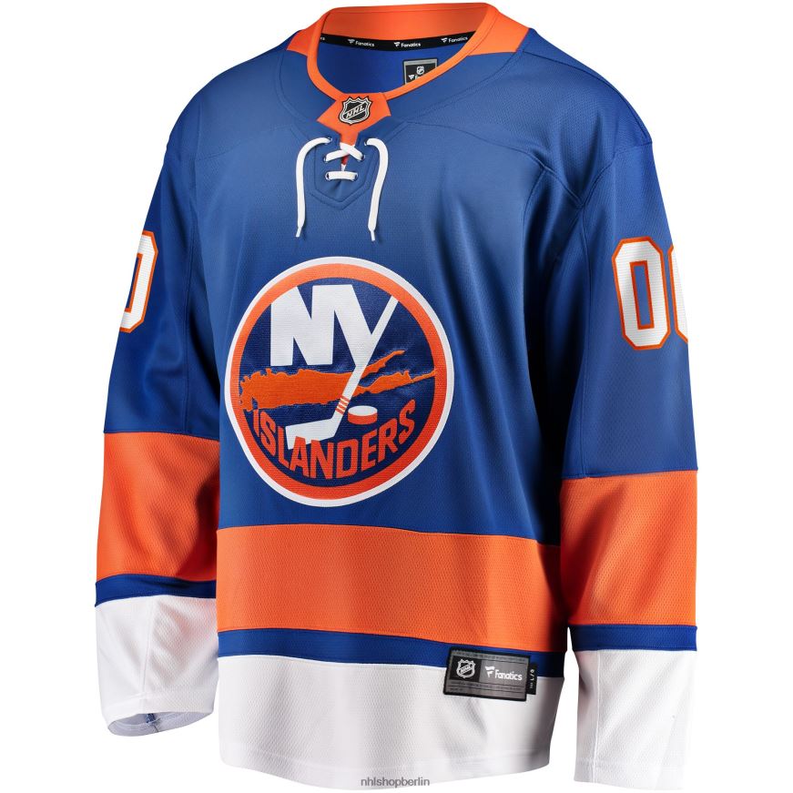 Männer NHL Blaues Home-Breakaway-Trikot der New York Islanders mit Fanatics-Logo Kleidung BF680T545