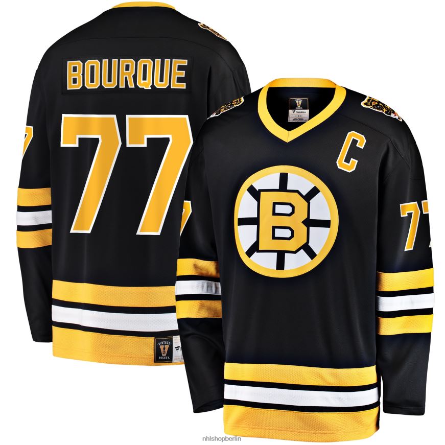 Männer NHL Boston Bruins Ray Bourque Fanatics gebrandetes schwarzes Premier Breakaway-Spielertrikot im Ruhestand Kleidung BF680T275