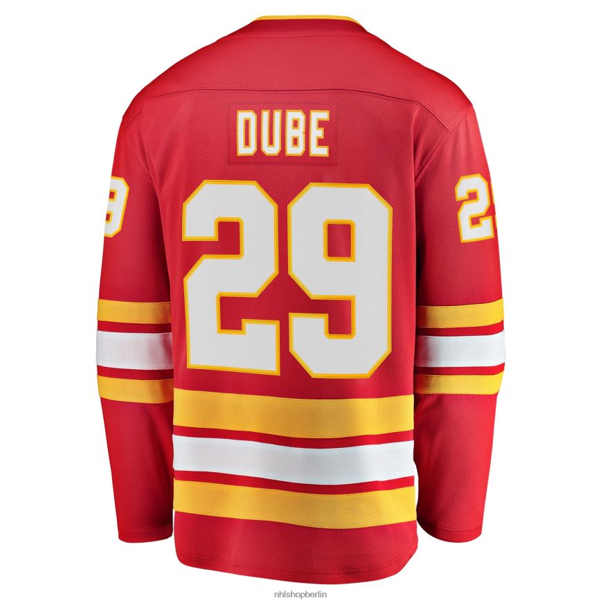 Männer NHL Calgary Flames Dillon Dube Fanatics-gebrandetes rotes Heim-Ausreißertrikot Kleidung BF680T1861