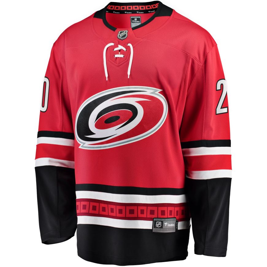 Männer NHL Carolina Hurricanes Sebastian Aho Fanatics-gebrandetes rotes Breakaway-Spielertrikot Kleidung BF680T1158