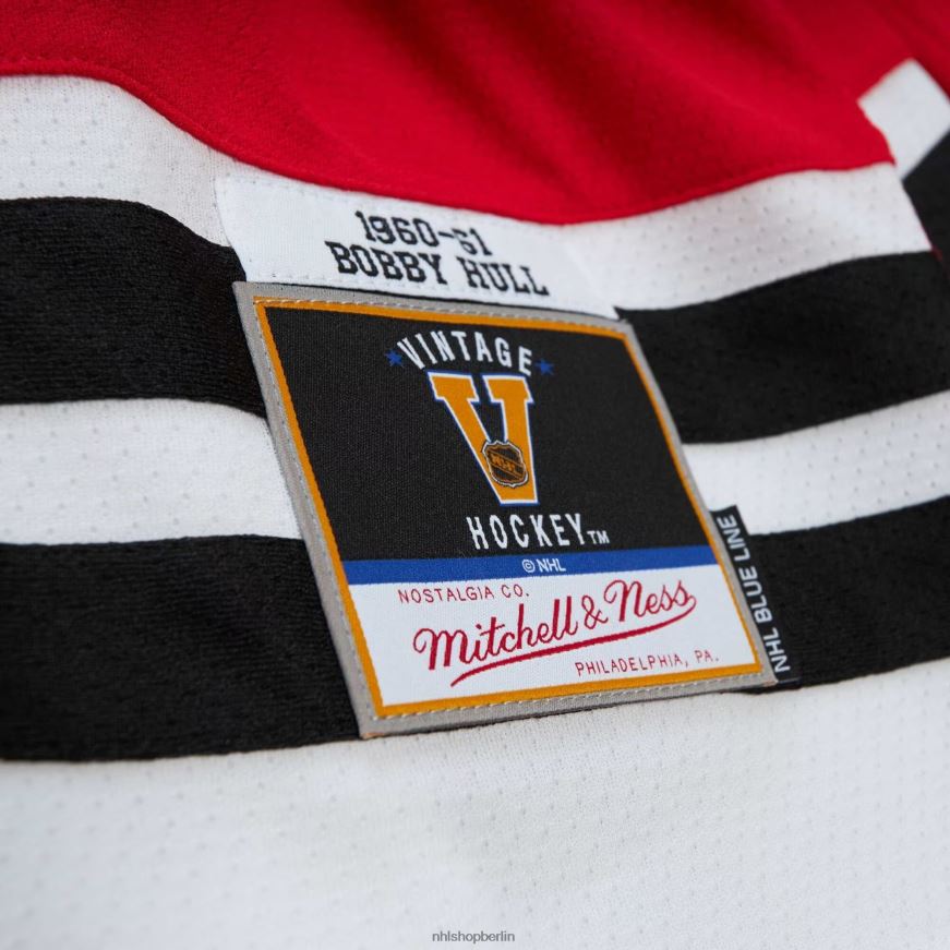 Männer NHL Chicago Blackhawks Bobby Hull Mitchell  Ness Red 1960 Blue Line Spielertrikot Kleidung BF680T2233