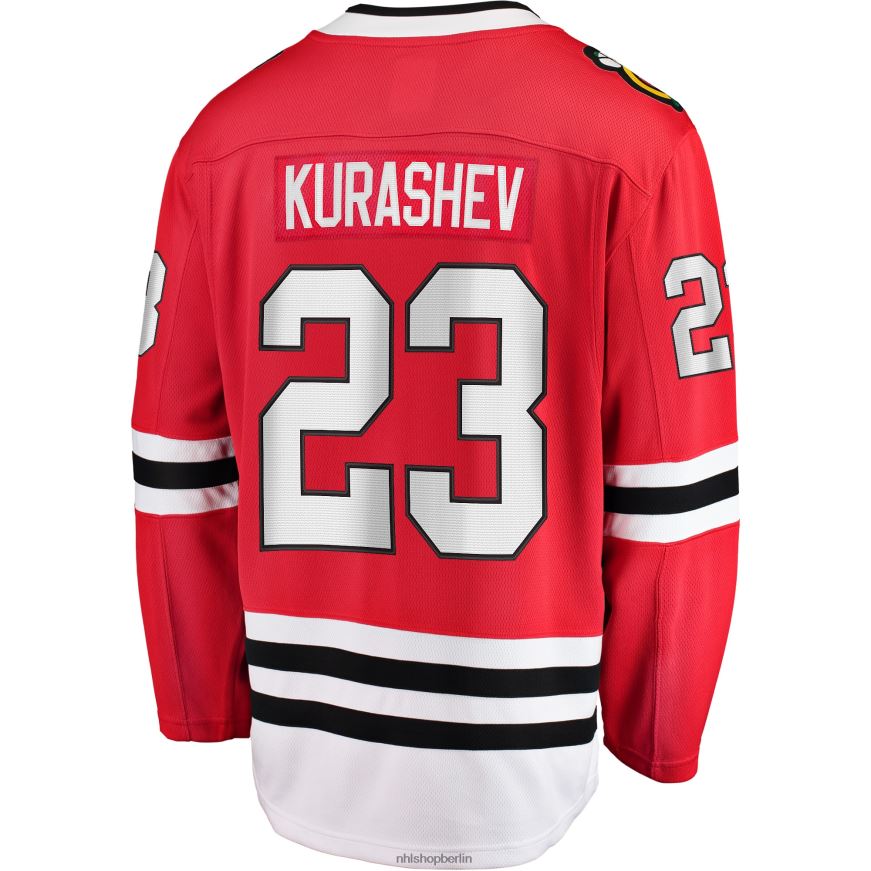 Männer NHL Chicago Blackhawks Philipp Kurashev Fanatics-gebrandetes rotes Home-Breakaway-Spielertrikot Kleidung BF680T1735