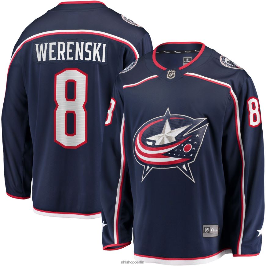 Männer NHL Columbia Blue Jackets Zach Werenski Fanatics Branded Navy Home Premier Breakaway Player Jersey Kleidung BF680T1416