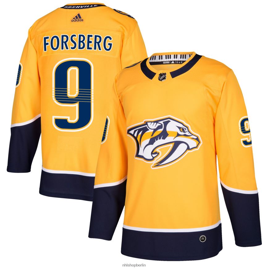 Männer NHL Das authentische Gold-Spielertrikot der Nashville Predators Filip Forsberg von Adidas Kleidung BF680T1148