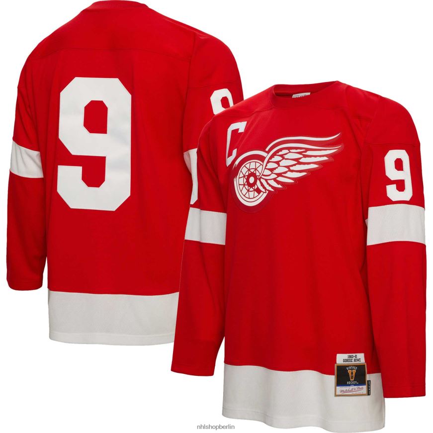 Männer NHL Detroit Red Wings Gordie Howe Mitchell  Ness Red 1960 Blue Line Spielertrikot Kleidung BF680T642