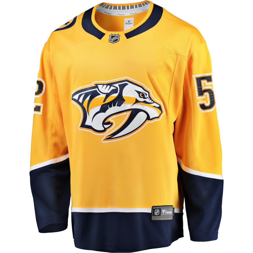 Männer NHL Goldenes Heim-Breakaway-Trikot der Nashville Predators mit Cal Foote Fanatics-Logo Kleidung BF680T1684